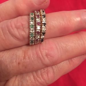 3 rings in man made, emerald, sapphire, ruby